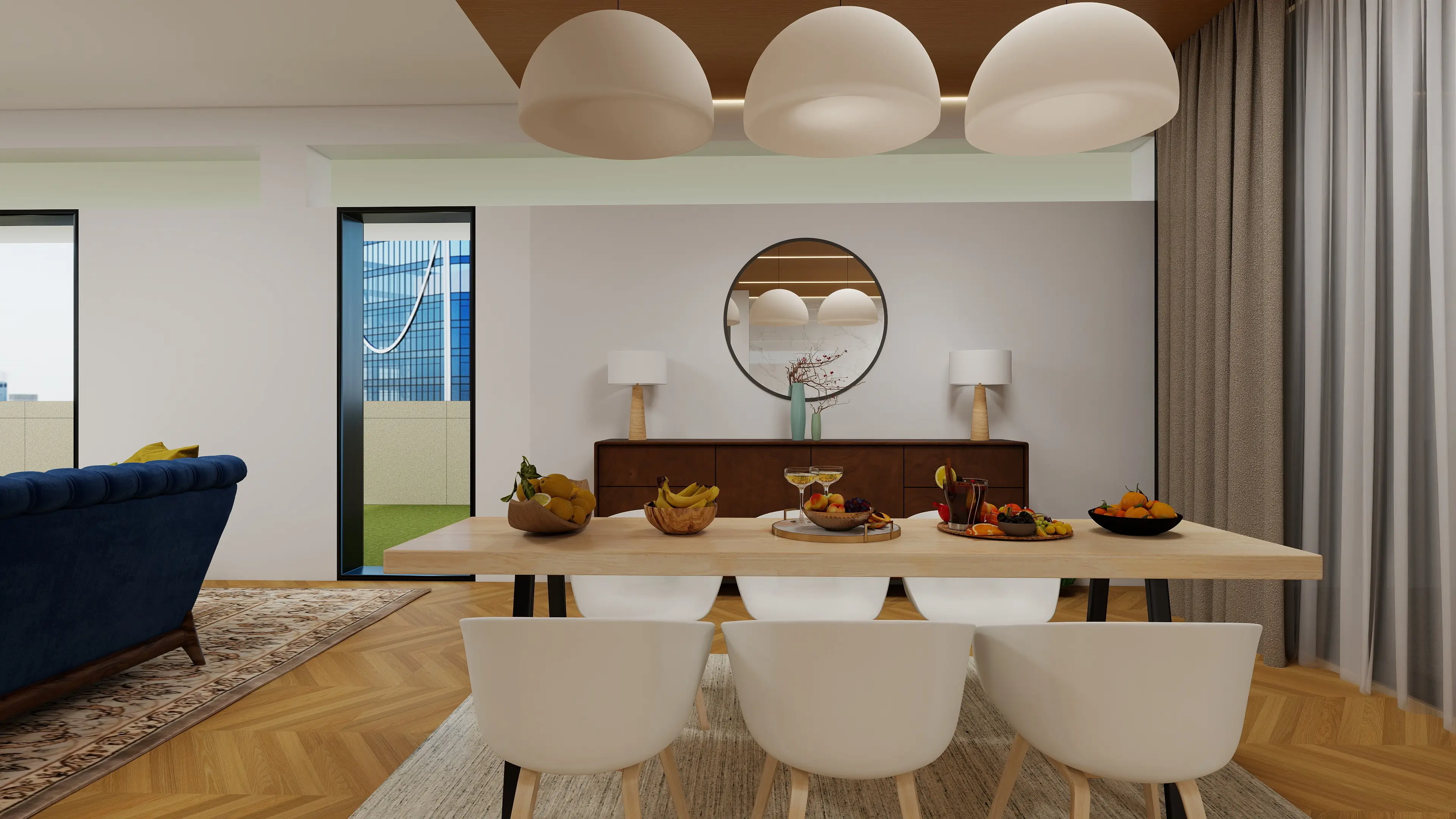 Minimalist architectural interior with clean lines